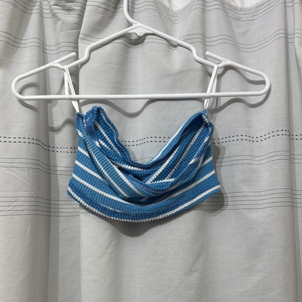 Blue and White Striped tube top